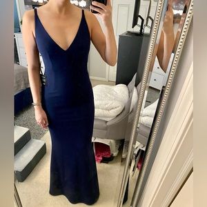 Lulus NWT Navy Crepe V-neck Maxi Gown, XS (Great for Wedding Guests!)
